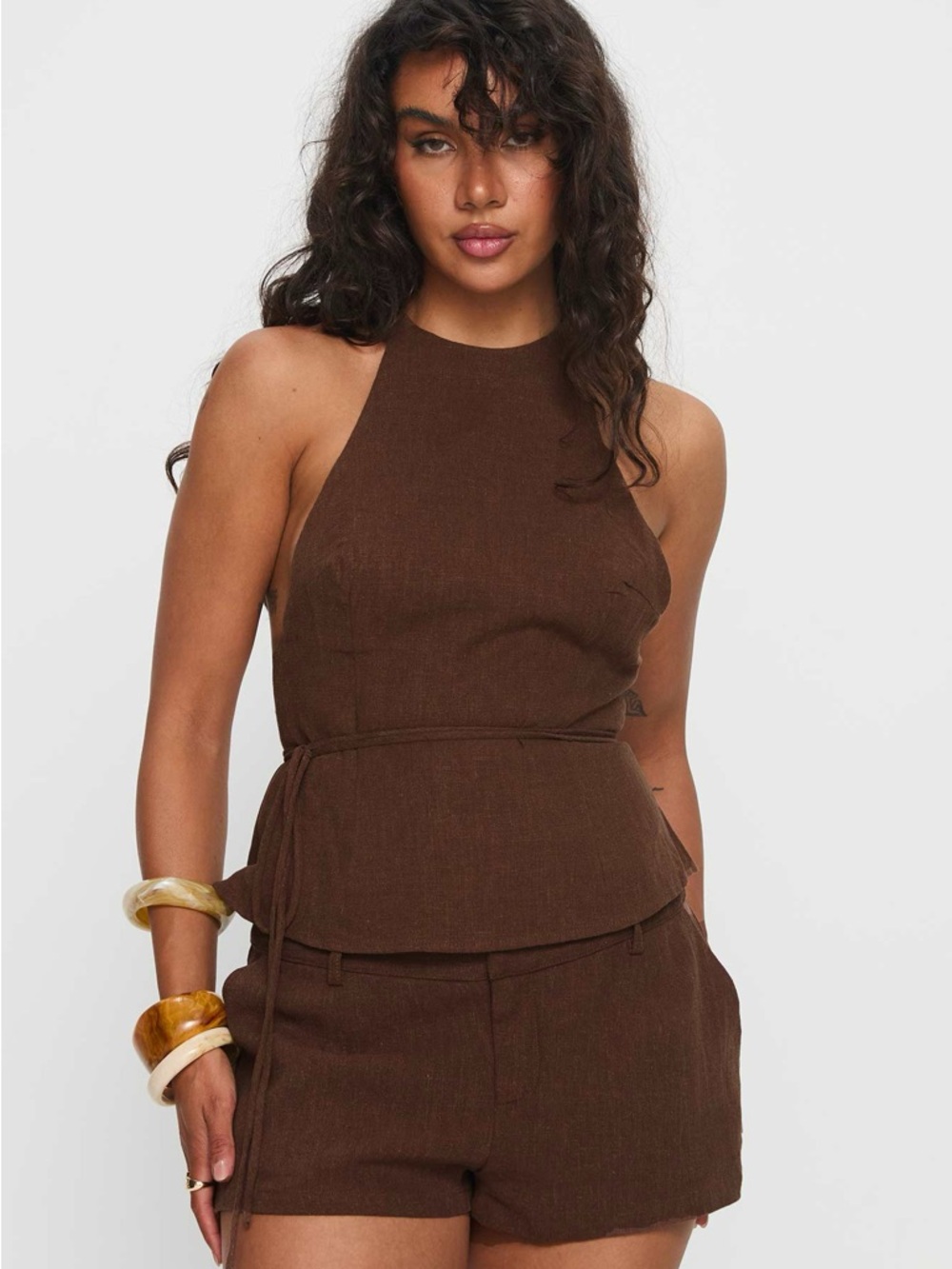 NWT princess Polly stara halter linen top / size us 2